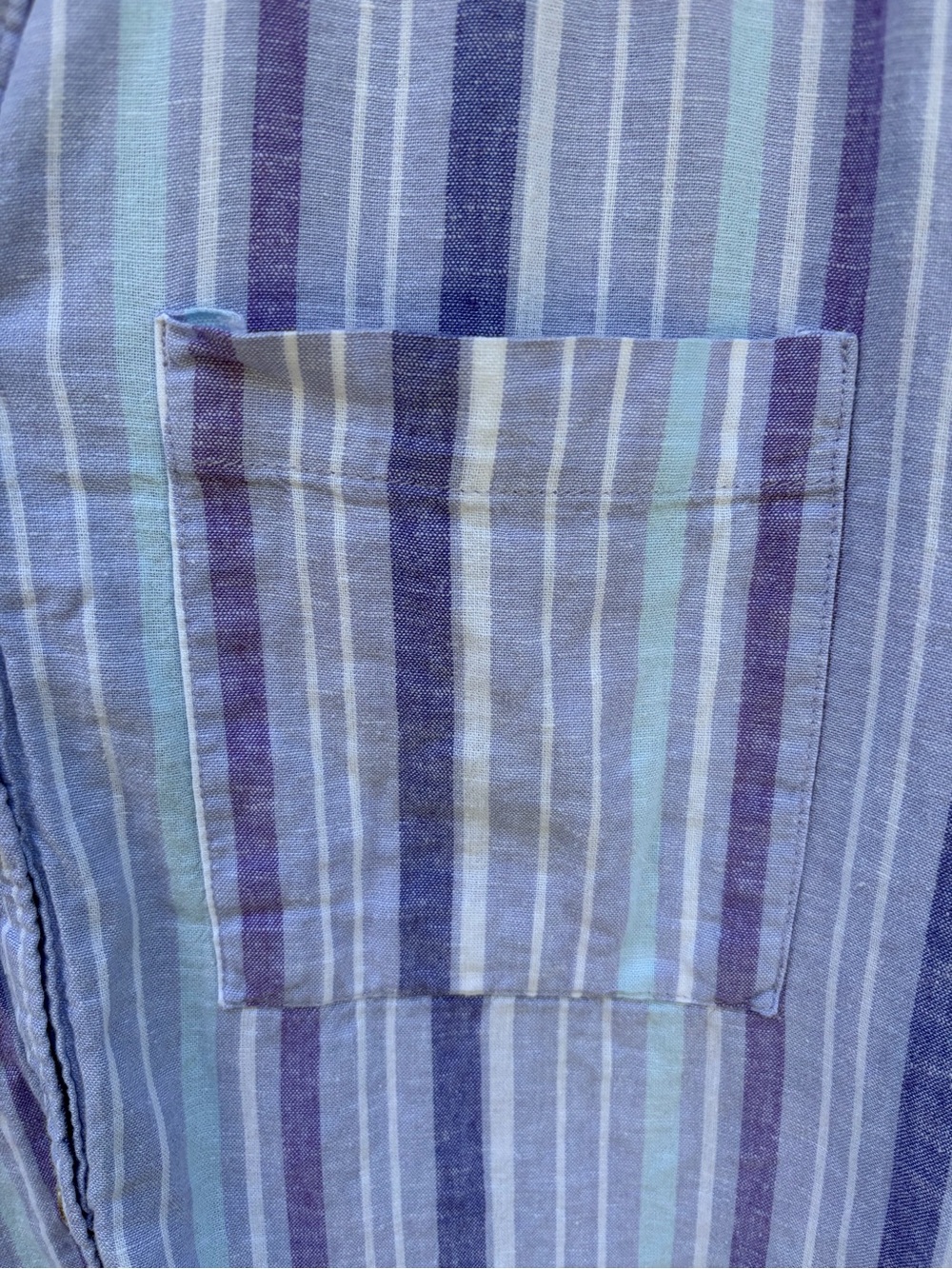 Terry & Sky Linen Blend Lavender Stripe Button-Up Shirt. - Picture 4 of 6